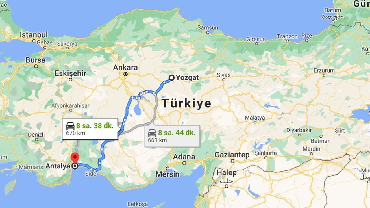 Antalya-Yozgat arası kaç km? Kaç saat sürüyor? Güncel bilet fiyatları ne kadar?