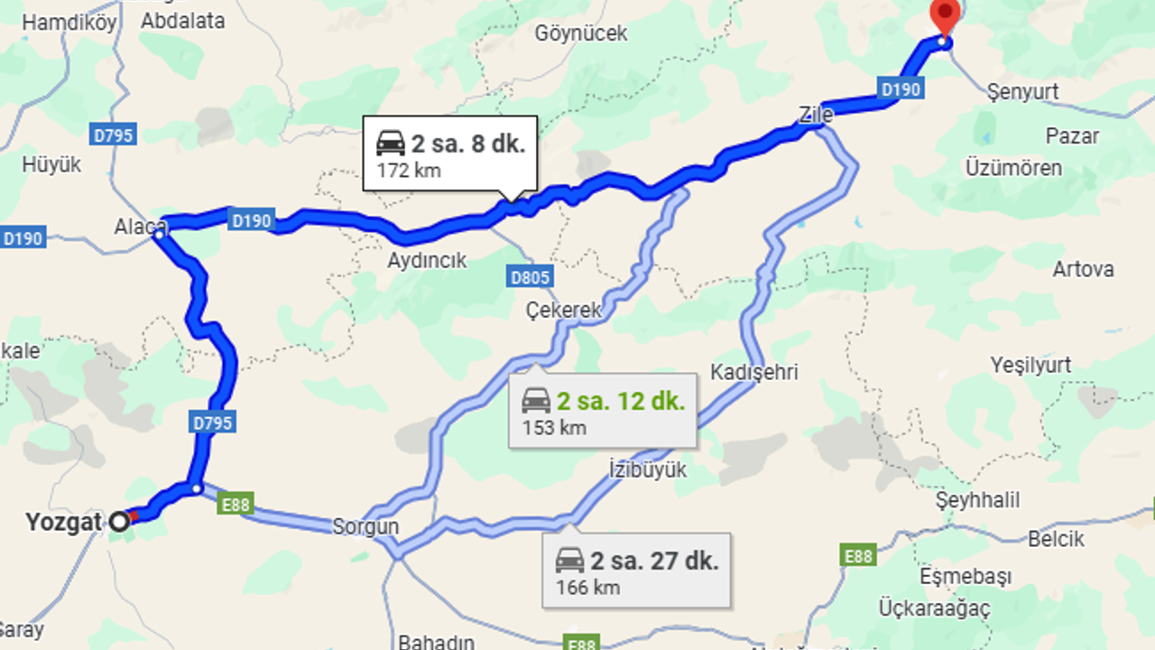 Turhal-Yozgat kaç km? Yozgat’tan Turhal’a ne kadar zamanda giderim?