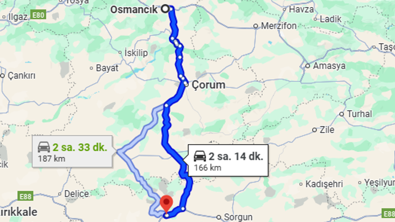 Yozgat-Osmancık kaç km? Osmancık-Yozgat arası kaç saat?