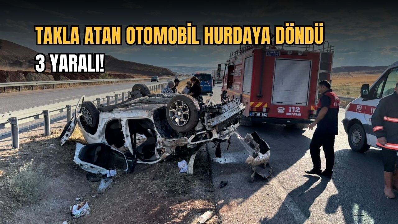 Takla atan otomobil hurdaya döndü: 3 yaralı!
