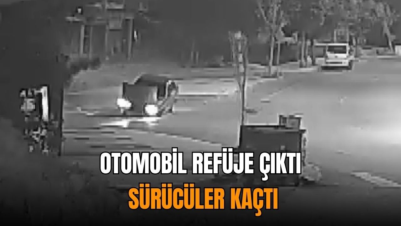 Otomobil refüje çıktı: Sürücüler kaçtı