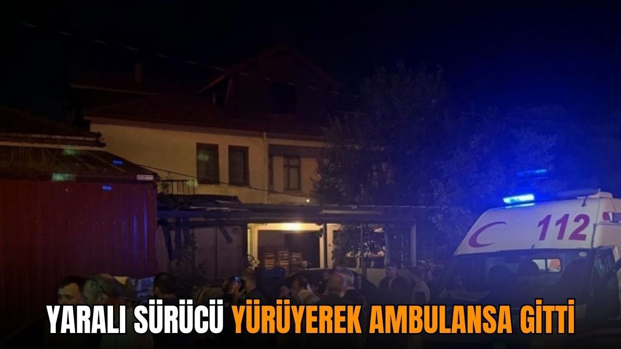 Yaralı sürücü yürüyerek ambulansa gitti
