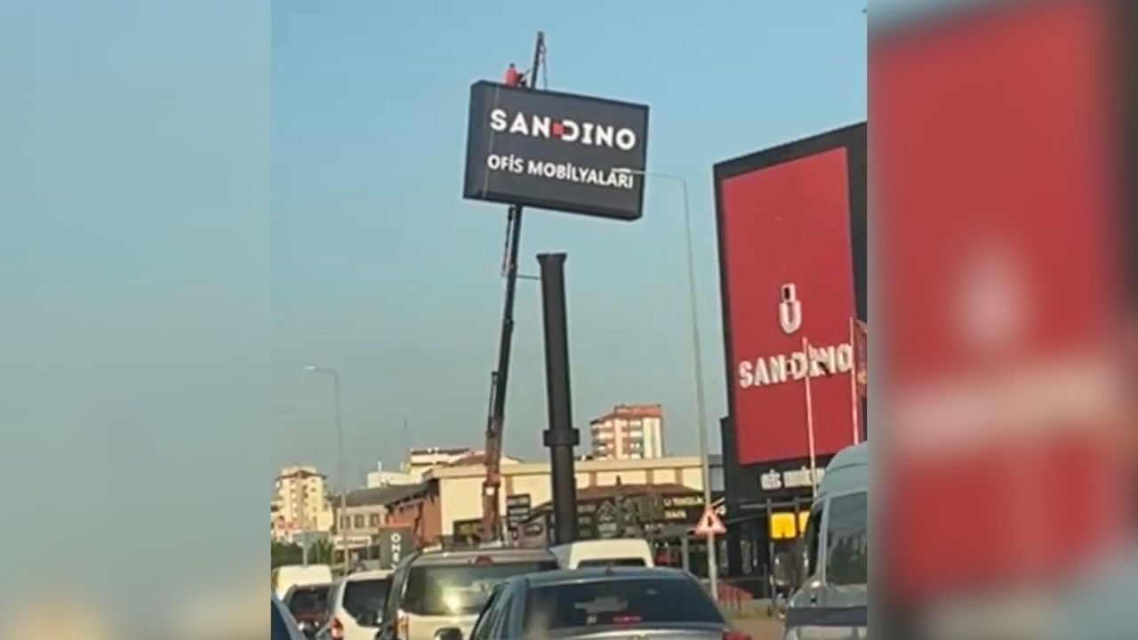 İşçiler yüksekte hiçbir önlem almadan çalıştı!
