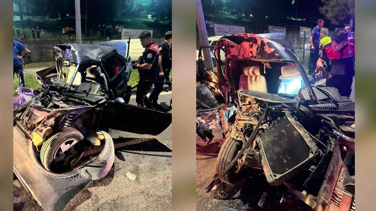 Park halindeki araçlara çarpan otomobil hurdaya döndü!