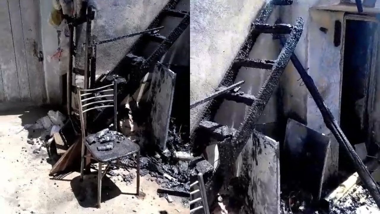 Avluda çıkan yangın büyümeden söndürüldü