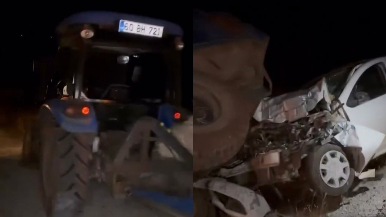 Zincirleme kaza: Sürücü saman balyası koyarken otomobil çarptı