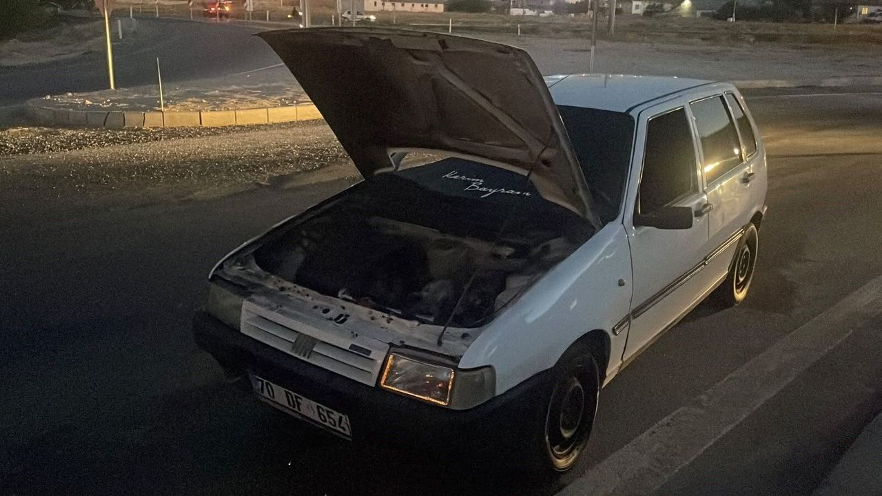 Otomobilin motor kısmında yangın çıktı!