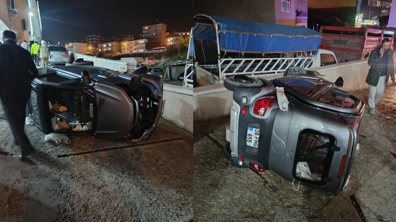 Başkentte mini araç devrildi: 1 yaralı