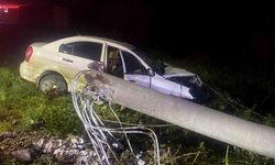 Otomobil elektrik direğine çarptı: 1 yaralı