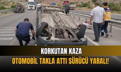 Korkutan kaza: Otomobil takla attı sürücü yaralı!