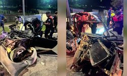 Park halindeki araçlara çarpan otomobil hurdaya döndü!