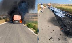 Seyir halindeki tır alev aldı