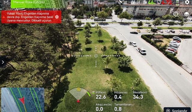 Teknolojiyi doğru kullandılar: Açık alanlar dronla ilaçlanıyor