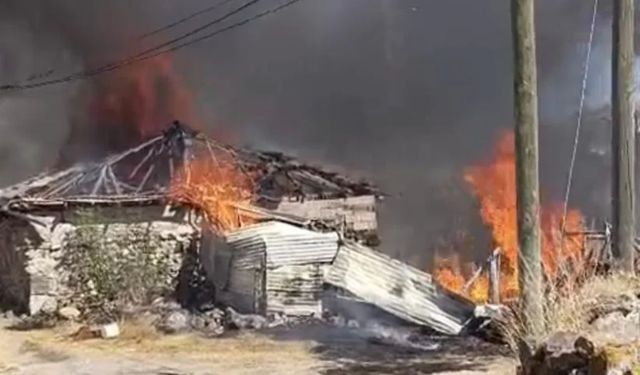 Yozgat’ta yangında 2 ev küle döndü, 1 köpek telef oldu