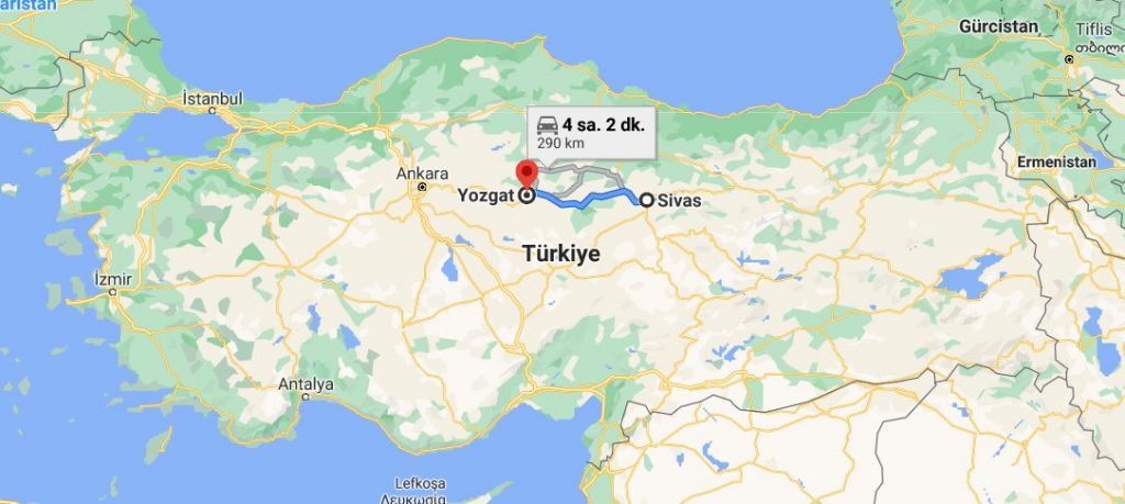 Sivas-Yozgat arası kaç km ve kaç saat (2)