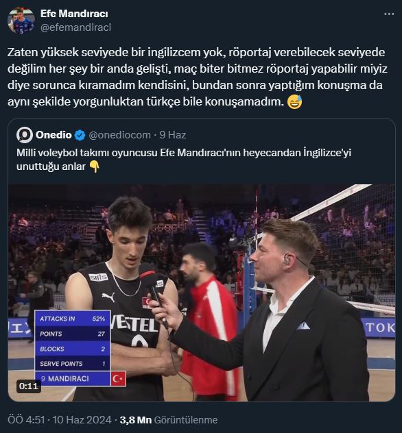 Milli Voleybolcu Canlı Yayında İngilizceyi Unuttu! Türkçe Bile Konuşamadım (3)