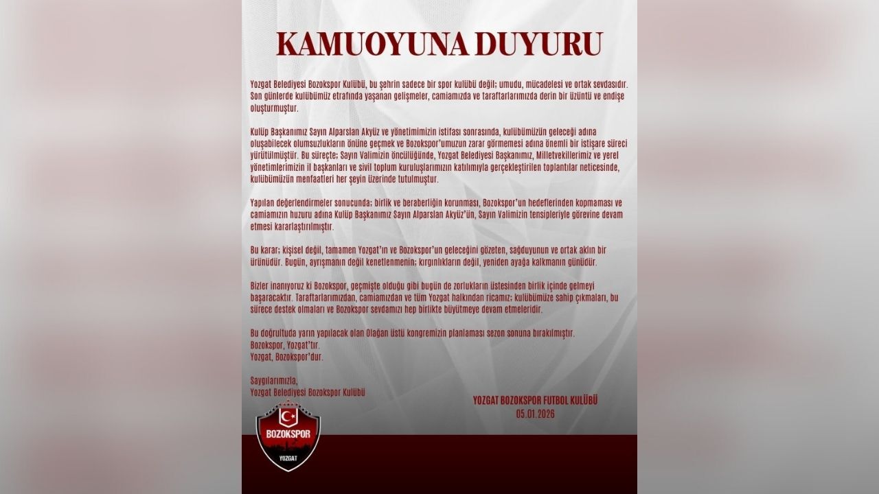 Bozokspor’da Alparslan Akyüz Devam Kararı Genel Kurul Ertelendi